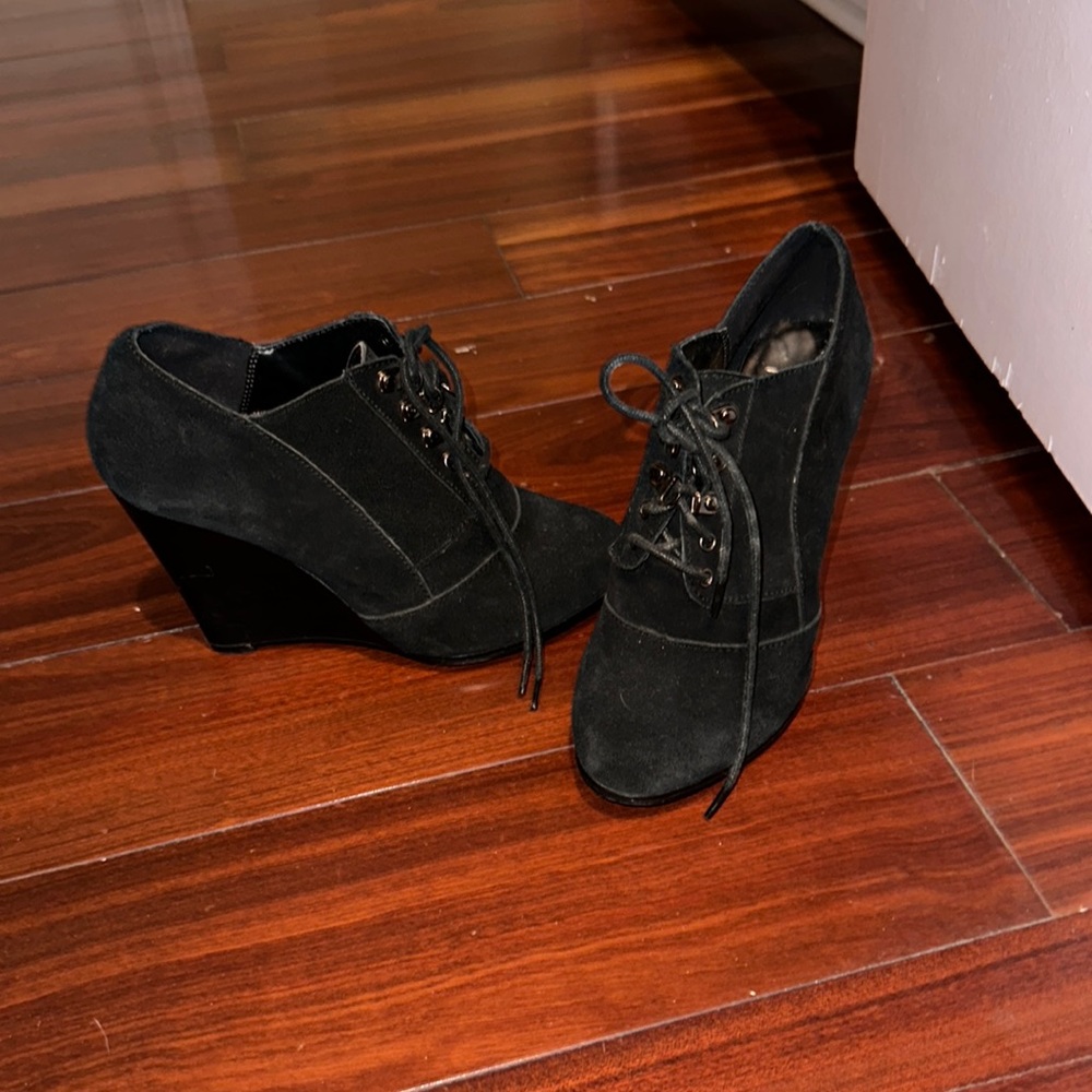 Black lace up booties